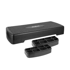 Step do aerobiku i ćwiczeń fitness, 2 stopnie, 68cm, czarny, REBEL ACTIVE