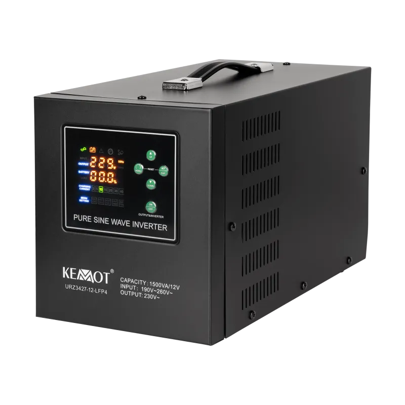 Zasilacz awaryjny KEMOT PROsinus-1500-LFP4 przetwornica z czystym przebiegiem sinusoidalnym i funkcją ładowania 12V 230V 1500VA/ Zasilacz awaryjny KEMOT PROsinus-1500-LFP4 przetwornica z czystym przebiegiem sinusoidalnym i funkcją ładowania 12V 230V 1500VA/