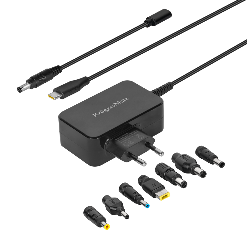 Zasilacz uniwersalny Kruger&Matz 45W z funkcją Power Delivery 7 końcówek Zasilacz uniwersalny Kruger&Matz 45W z funkcją Power Delivery 7 końcówek