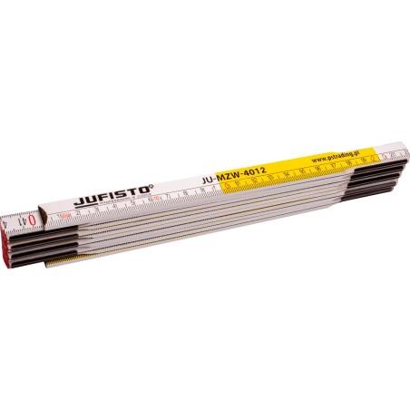 Miara składana drewniana 2 m, biało - żółta