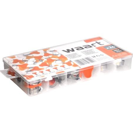 Opaski zaciskowe ślimakowe z motylkiem 6-25 mm, 26 szt.