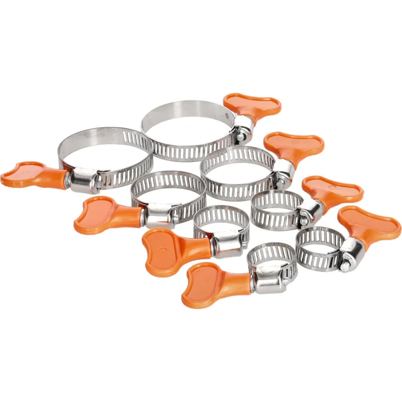 Opaski zaciskowe ślimakowe z motylkiem 10-38 mm, 8 szt.