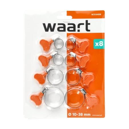 Opaski zaciskowe ślimakowe z motylkiem 10-38 mm, 8 szt.