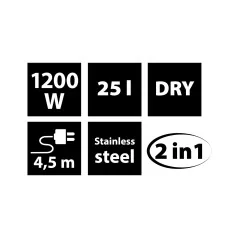 Odkurzacz warsztatowy z funkcją dmuchawy, 1200W, 25L