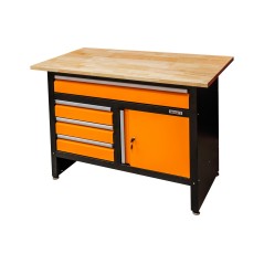 Stół warsztatowy 120x60x84, blat 25 mm, 4 szuflady, szafka