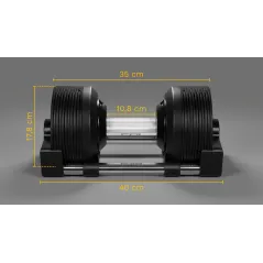 Hantel żeliwny regulowany automat 24 kg, skok co 1kg, REBEL ACTIVE