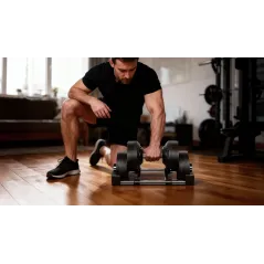 Hantel żeliwny regulowany automat 24 kg, skok co 1kg, REBEL ACTIVE