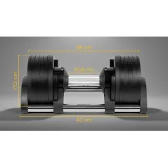 Hantel żeliwny regulowany automat 24 kg, skok co 2kg, REBEL ACTIVE