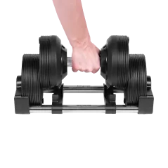 Hantel żeliwny regulowany automat 36 kg, skok co 1kg, REBEL ACTIVE