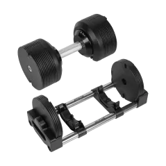 Hantel żeliwny regulowany automat 36 kg, skok co 1kg, REBEL ACTIVE