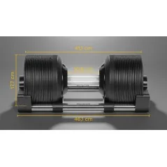 Hantel żeliwny regulowany automat 36 kg, skok co 1kg, REBEL ACTIVE