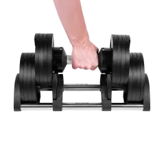 Hantel żeliwny regulowany automat 36 kg, skok co 2kg, REBEL ACTIVE