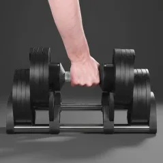 Hantel żeliwny regulowany automat 36 kg, skok co 2kg, REBEL ACTIVE