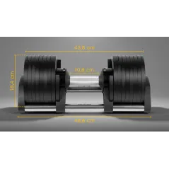 Hantel żeliwny regulowany automat 36 kg, skok co 2kg, REBEL ACTIVE