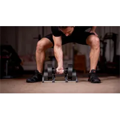 Hantel żeliwny regulowany automat 36 kg, skok co 2kg, REBEL ACTIVE