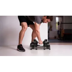 Hantel żeliwny regulowany automat 36 kg, skok co 2kg, REBEL ACTIVE