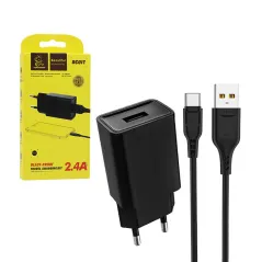 Ładowarka sieciowa USB + kabel USB typu C 2400 mA 12 W