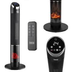 Termowentylator kolumnowy PTC Teesa z funkcją imitacji kominka
