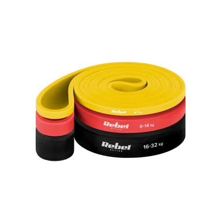 Zestaw gum do ćwiczeń TPE - Power Band PT-S3, 4-32 kg, 3 gumy TPE, REBEL ACTIVE