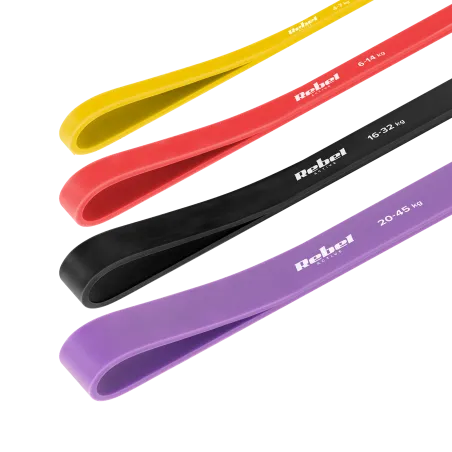 Zestaw gum do ćwiczeń TPE - Power Band PT-S7, 4-82 kg, 7 gum TPE, REBEL ACTIVE