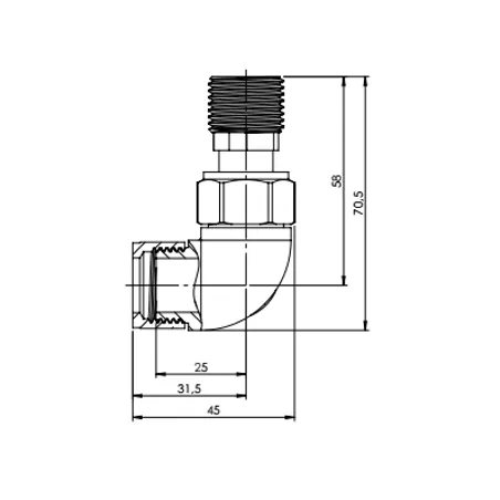 Termostat grzejnikowy narożny czarny kolor