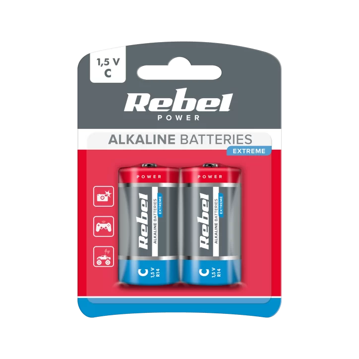 Baterie alkaliczne REBEL EXTREME LR14 2szt/bl.