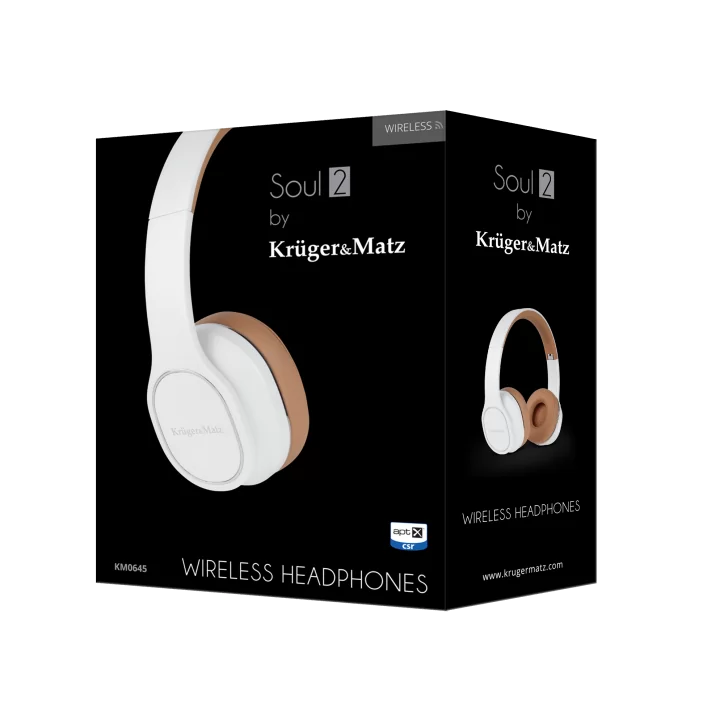 Bezprzewodowe słuchawki nauszne Kruger&Matz Soul 2 Wireless, białe