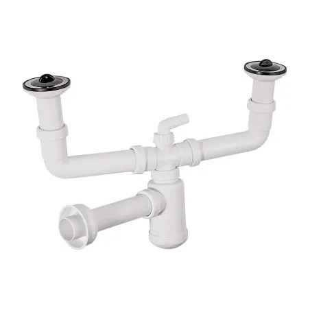 Syfon zlewozmywakowy 2-komorowy 1 1/2"x40 sitka FI70 korki AGD Crudo