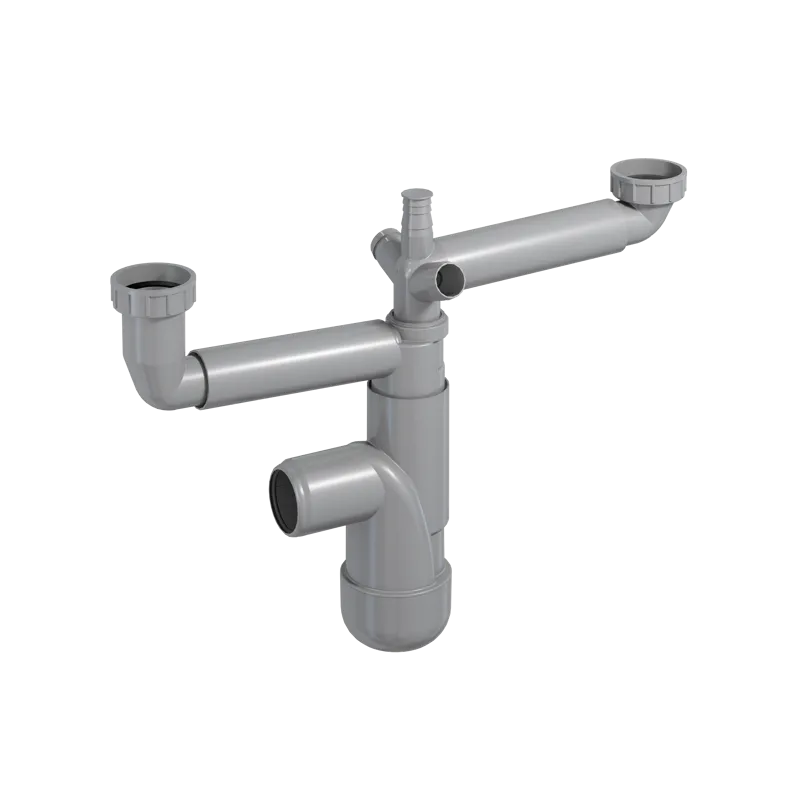 PÓŁSYFON 1 1/2"" ZLEWOZMYWAKOWY, BUTELKOWY, PODWÓJNY Z RAMIONAMI, PRZYŁĄCZE DO PRALKI I ZMYWARKI, PODŁĄCZE DO PRZELEWU)