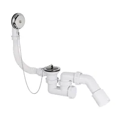 Odpływ wannowy z syfonem samoczyszczącym, korkiem i łańcuszkiem FI 40/50 Crudo