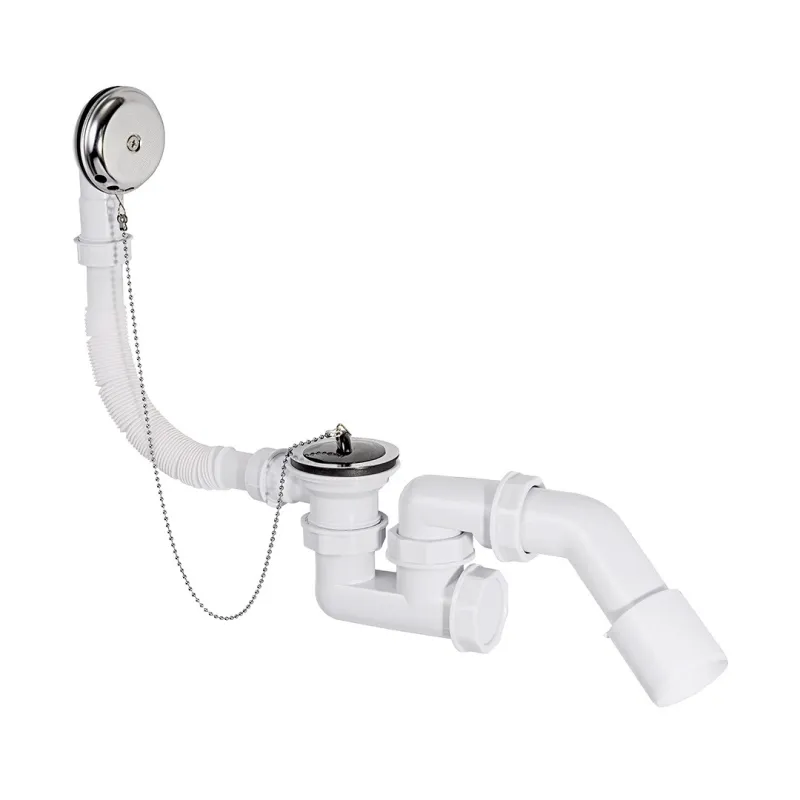 ODPŁYW WANNOWY Z SYFONEM SAMOCZYSZCZĄCYM, Z KORKIEM I ŁAŃCUSZKIEM, ŚREDNICA ODPŁYWU FI 40/50 ODPŁYW WANNOWY Z SYFONEM SAMOCZYSZCZĄCYM, Z KORKIEM I ŁAŃCUSZKIEM, ŚREDNICA ODPŁYWU FI 40/50