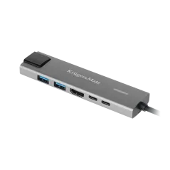 Adapter (HUB) USB typu C na HDMI/2x USB3.0/2x USB typu C/RJ45