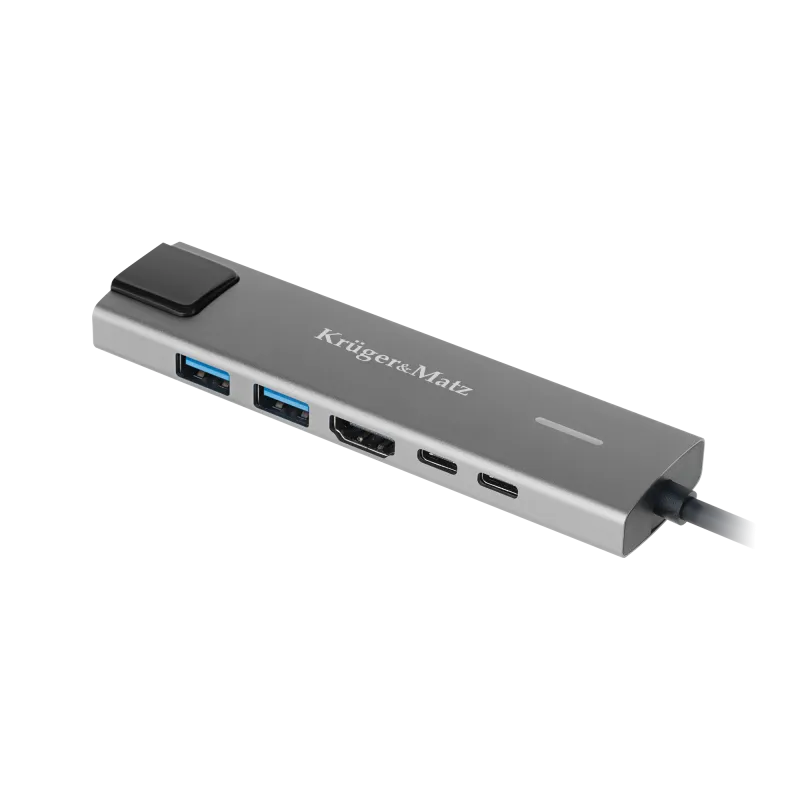 Adapter (HUB) USB typu C na HDMI/2x USB3.0/2x USB typu C/RJ45