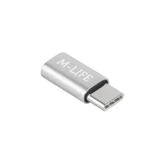 Adapter Przejściówka Micro USB - USB typu C M-Life srebrna