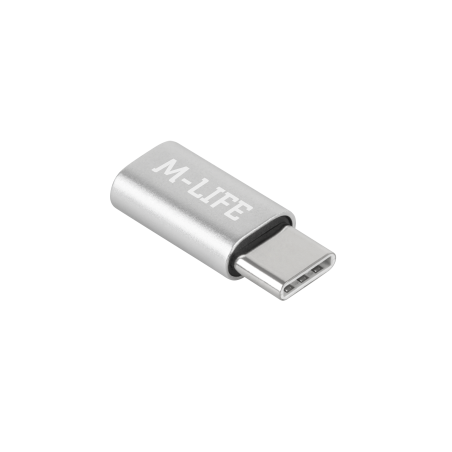 Adapter Przejściówka Micro USB - USB typu C M-Life srebrna