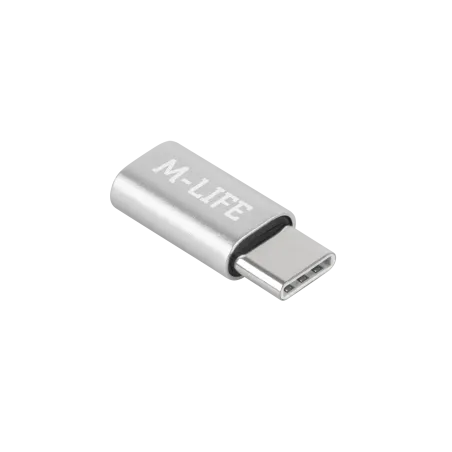Adapter Przejściówka Micro USB - USB typu C M-Life srebrna