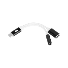 Adapter USB typu C - gniazdo Jack 3.5 + gniazdo USB typu C stereo 15 cm REBEL