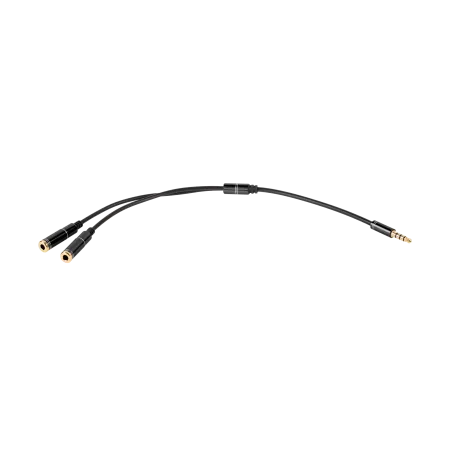 Adapter wt.Jack 3.5 4polowy-2xJack 3.5 stereo 20cm HQ złote końcówki