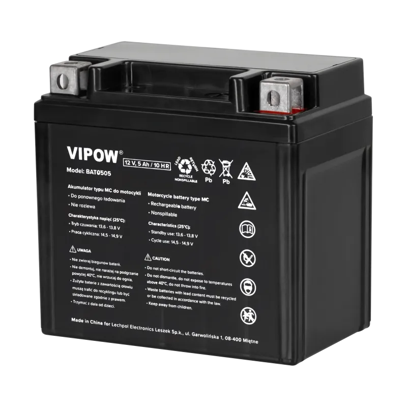 Akumulator VIPOW typ MC do motocykli 12V 5Ah Akumulator VIPOW typ MC do motocykli 12V 5Ah