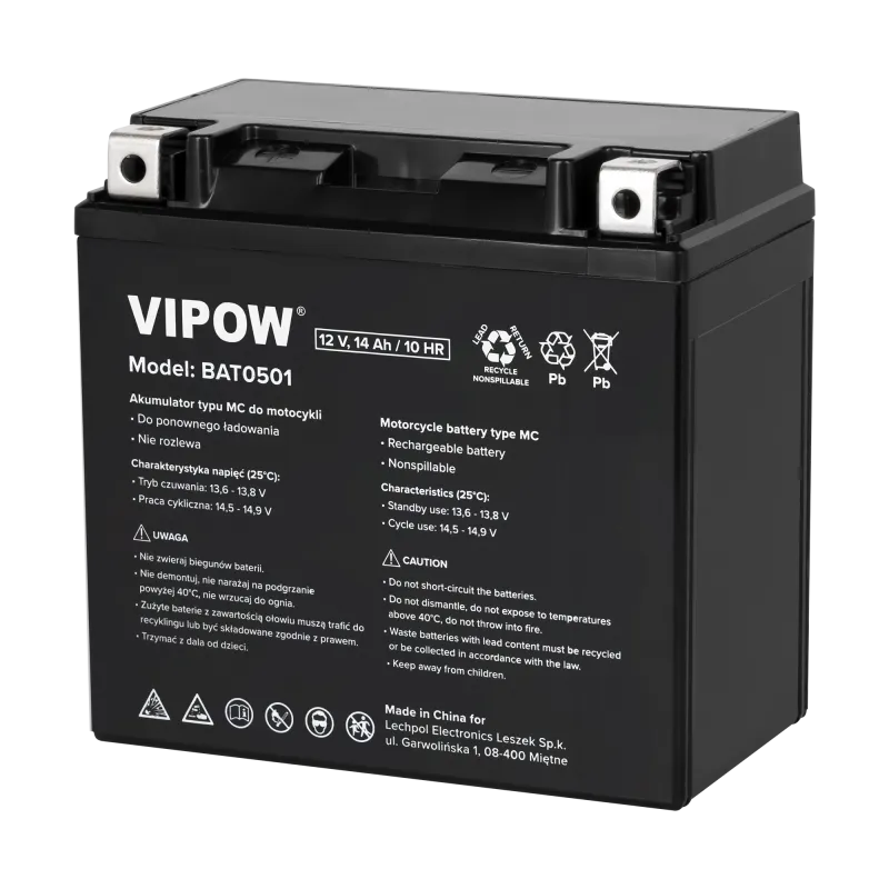 Akumulator VIPOW typu MC do motocykli 12V 14Ah Akumulator VIPOW typu MC do motocykli 12V 14Ah