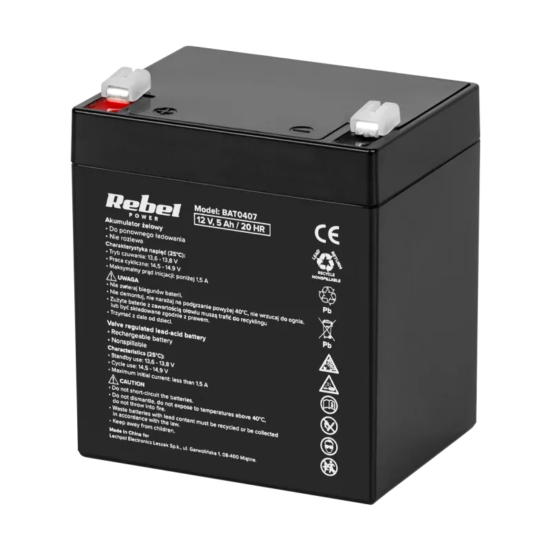 Akumulator żelowy Rebel 12V 5Ah Akumulator żelowy Rebel 12V 5Ah