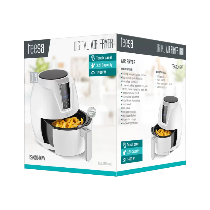 Frytkownica beztłuszczowa TEESA DIGITAL AIR FRYER 3,2L WHITE