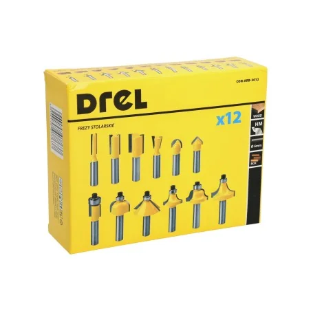 Zestaw frezów stolarskich szybkotnących, trzpień 6 mm, 12 szt.