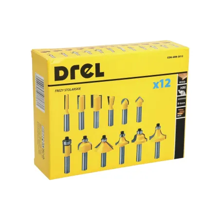 Zestaw frezów stolarskich szybkotnących, trzpień 6 mm, 12 szt.