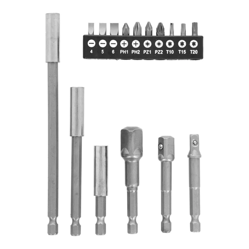 Zestaw uchwytów, adapterów i końcówek 16 szt.