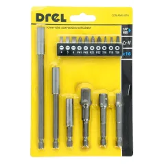 Zestaw uchwytów, adapterów i końcówek 16 szt.