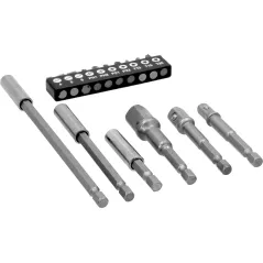 Zestaw uchwytów, adapterów i końcówek 16 szt., Drel