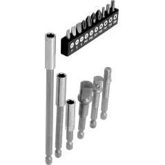 Zestaw uchwytów, adapterów i końcówek 16 szt., Drel