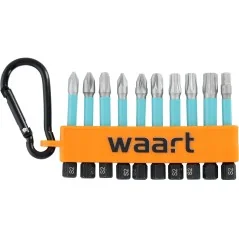 Zestaw końcówek udarowych 10 szt., S2 z karabińczykiem