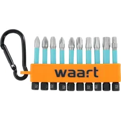 Zestaw końcówek udarowych 10 szt., S2 z karabińczykiem